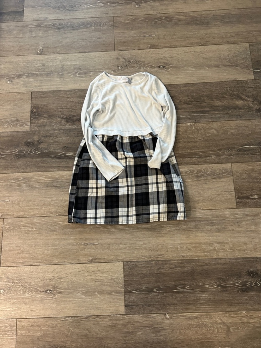 Place Black and White Plaid girls dress